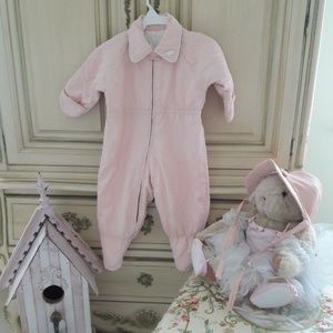 VINTAGE BABY GIRL 1950'S PINK SNOWSUIT! MINT!